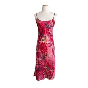 NATORI Watercolor Floral Slip Dress Artsy Boho Y2K Glam